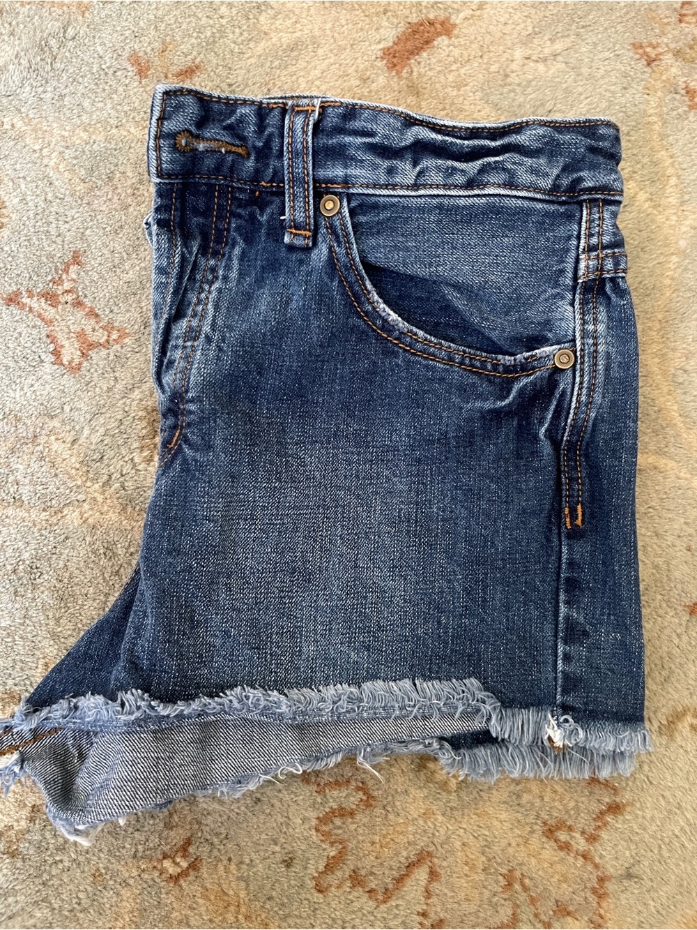 Free People Dark Wash Denim Cutoff Shorts - Frayed Hem, Classic Five-Pocket